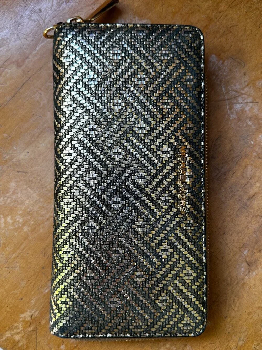 Michael Kors Gold Metallic Zip Wallet